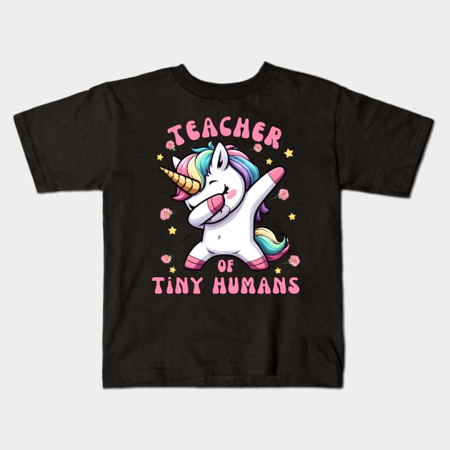 Teacher Of Tiny Humans Kids T-Shirt by Annabelhut